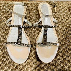 JCREW Studded Pewter Metallic Sandals. Size 12